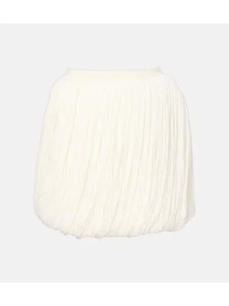 Fustă Alaïa cu franjuri de lână alb