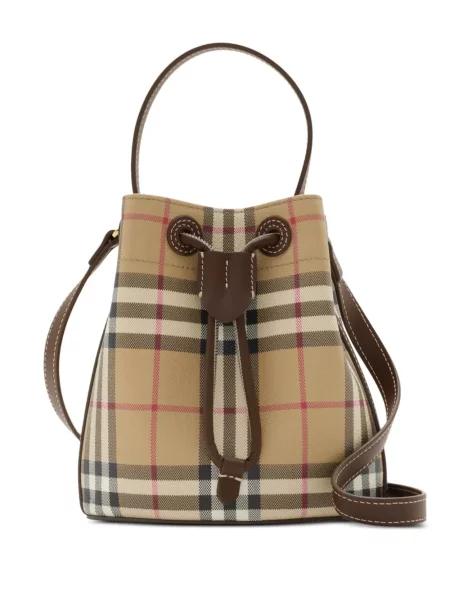 Mini geantă bucket Burberry în carouri mini