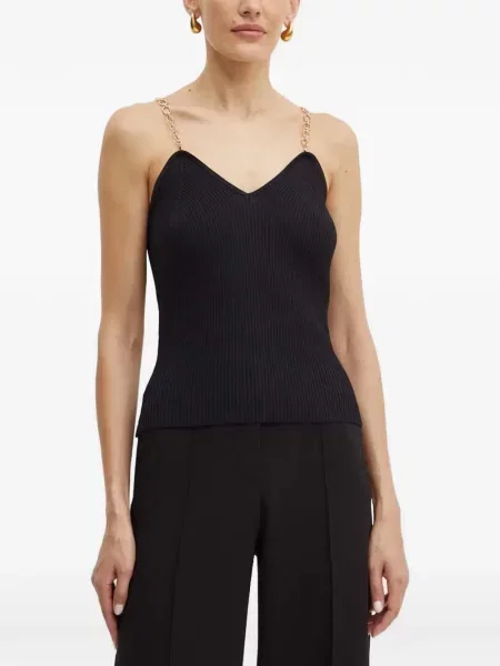 Top Morgan tricotate cu bretele negru