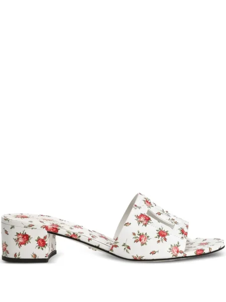 Sandale Dolce & Gabbana cu model floral alb