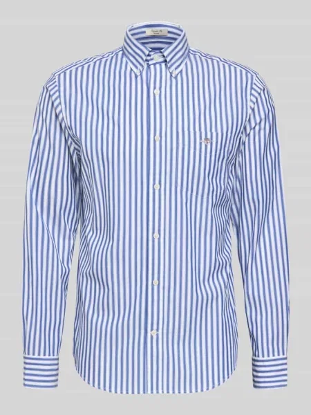 Koszula casual o kroju slim fit z kieszenią na piersi Gant niebieska