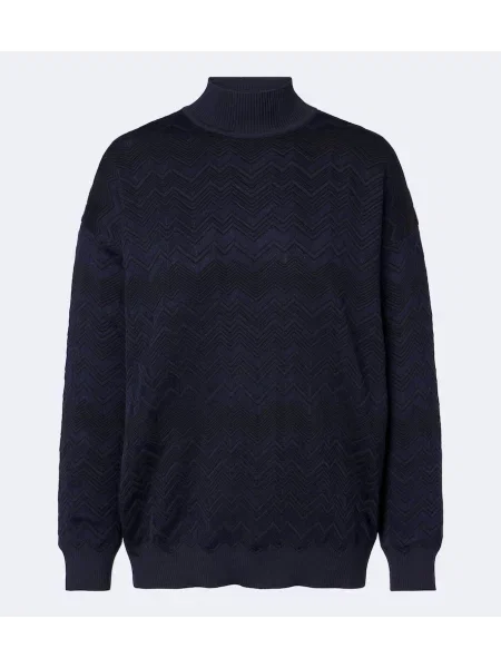 Pulover Missoni cu guler înalt albastru