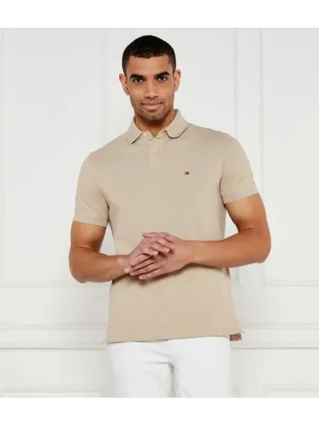 Tricou polo Tommy Hilfiger stretch bej