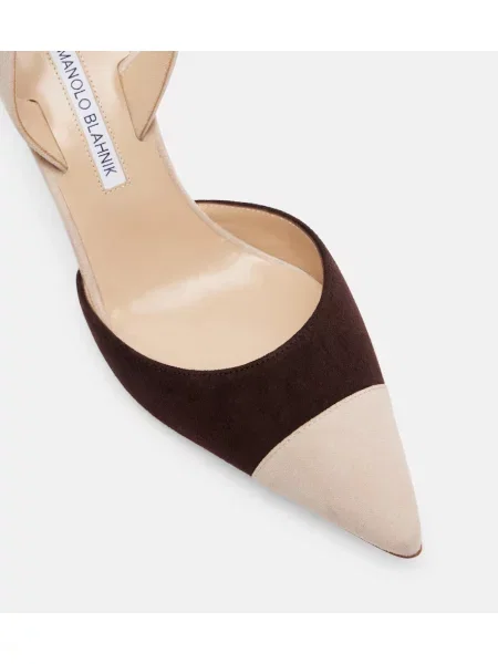 Pantofi cu toc Manolo Blahnik din piele de căprioară slingback albastru