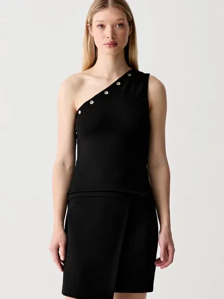 Karl Lagerfeld Jeans top pentru femei cu vâscoză negru