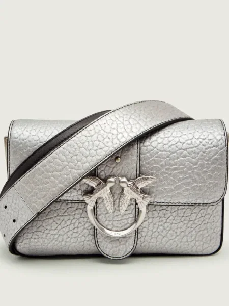 PINKO Geantă Love One Mini Slouchy Fl AI PLTT argintiu