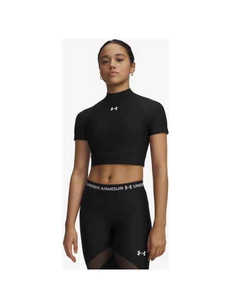 Koszulka Under Armour HeatGear Crop Mock krótki rękaw XS czarna