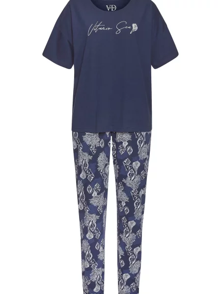 VIVANCE Pijama Dreams albastru marin / albastru gențiană alb