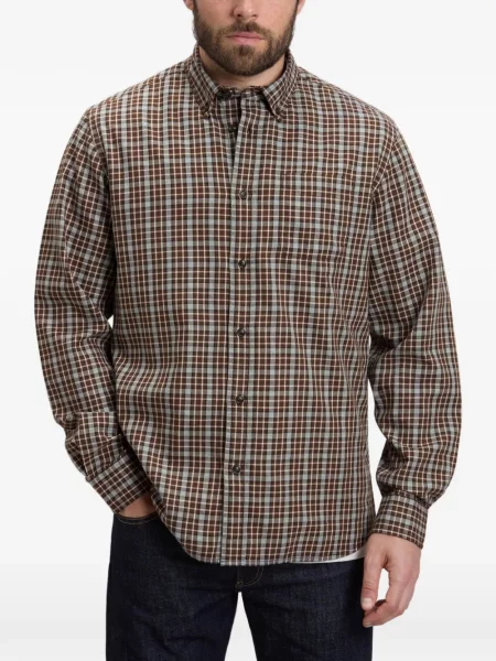 Lung cămașă Woolrich în carouri maro