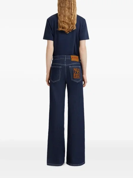 Pantaloni Marni cu broderie albastru