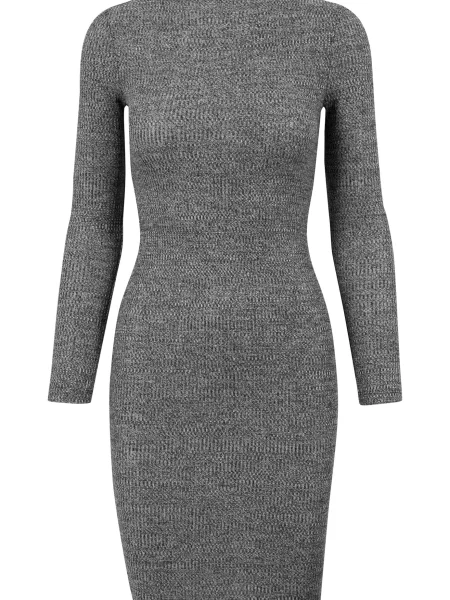 Urban Classics Rochie Ladies Rib Dress metalic / închis gri