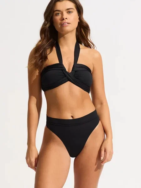 Seafolly biustonosz kąpielowy Halter Bandeau czarny