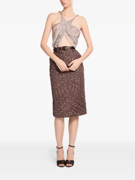 Fustă midi Elie Saab cu buline maro
