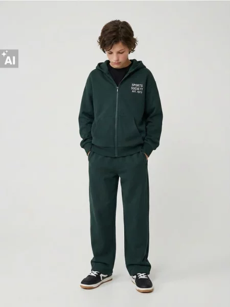 Sinsay Tepláky se širokými nohavicemi green spruce zelené