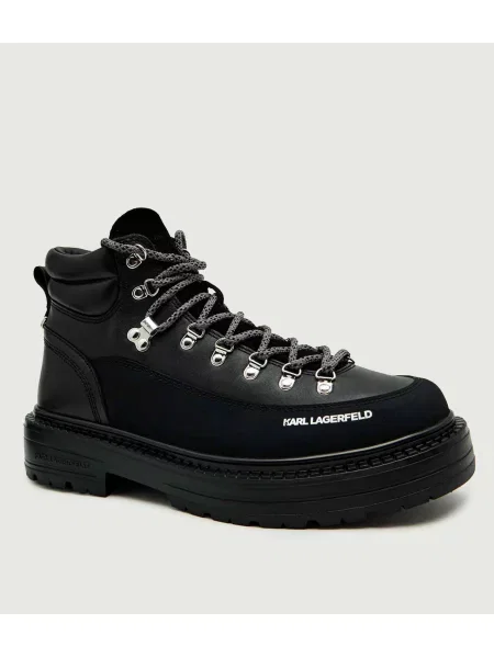 Karl Lagerfeld De piele ghete de trekking MILES HIKER negru