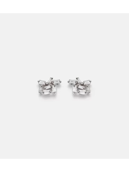 Класическа бяло злато обеци Suzanne Kalan бяло