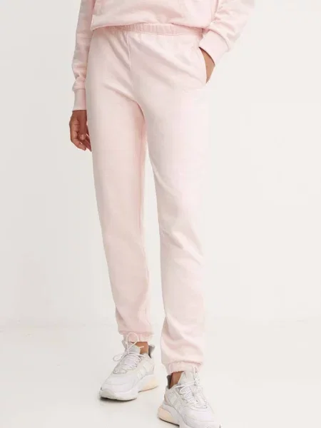 Спортен панталон Guess RGINE с изчистен дизайн розово