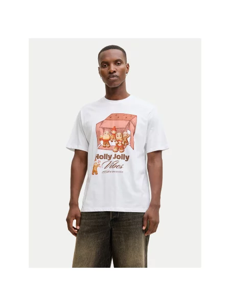 Jack & Jones Marškinėliai Holiday Cartoon balta