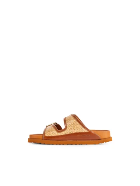 Klapki Birkenstock skórzane brązowe