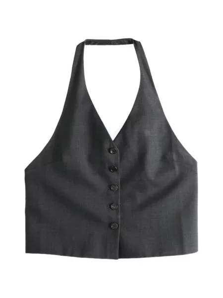 Top Amomento cu gât halter gri