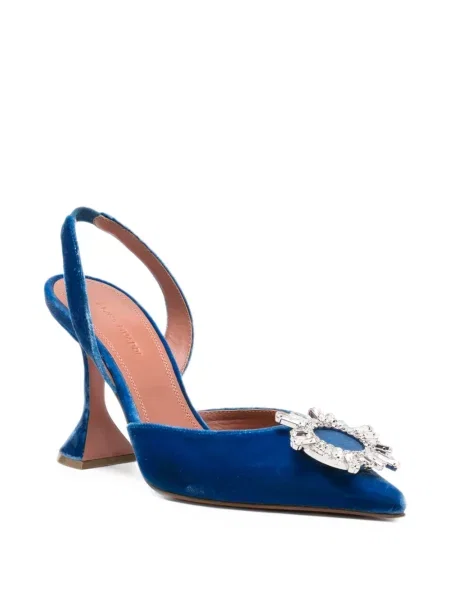 Pantofi cu toc Amina Muaddi de catifea albastru