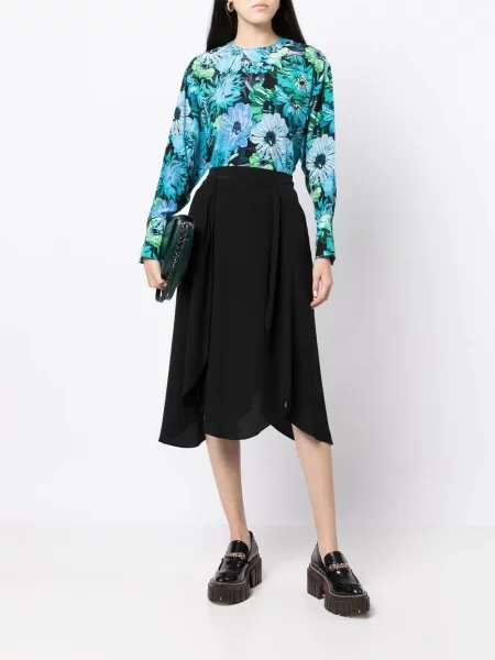 Šilkinis gėlėtas raštuotas palaidinė Stella Mccartney mėlyna