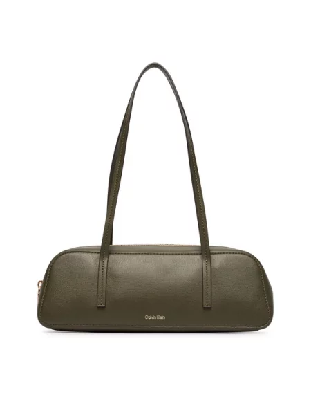 Calvin Klein Ročna torba Foil Logo Bauletto Temno zelena