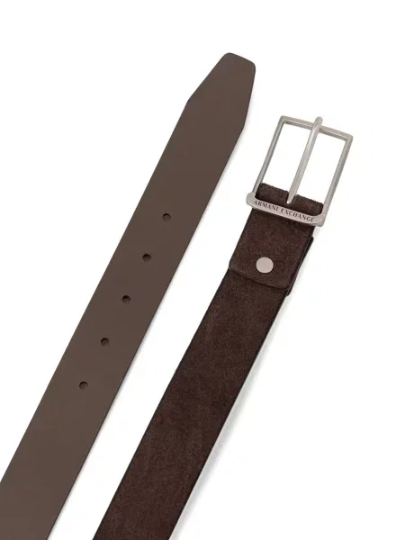 Cu centură curea Armani Exchange din piele de căprioară maro