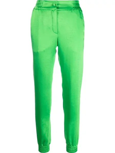 Pantaloni Philipp Plein din satin alergare conici verde