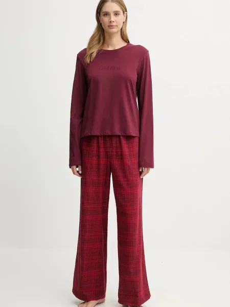 Пижама Calvin Klein Underwear дамска от бордо