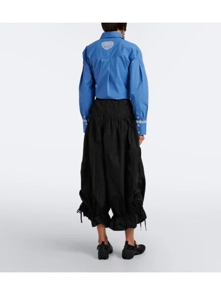 Pantaloni Ganni cu volane negru