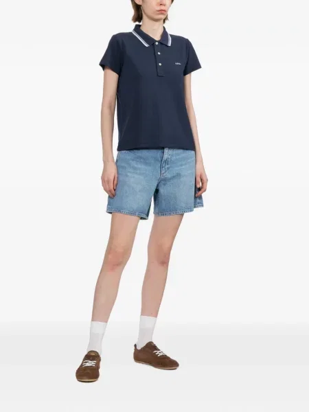 Tricou polo A.p.c. cu broderie albastru