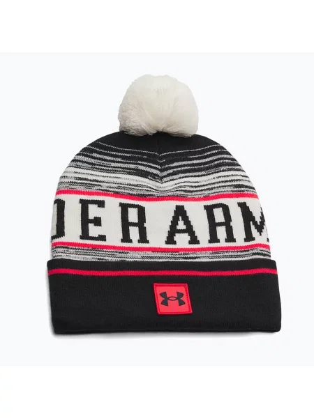 Шапка зимова Under Armour Halftime Pom Beanie stone/racer red/black коричнева