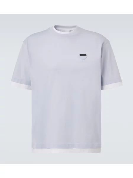 Tricou Prada din jerseu albastru