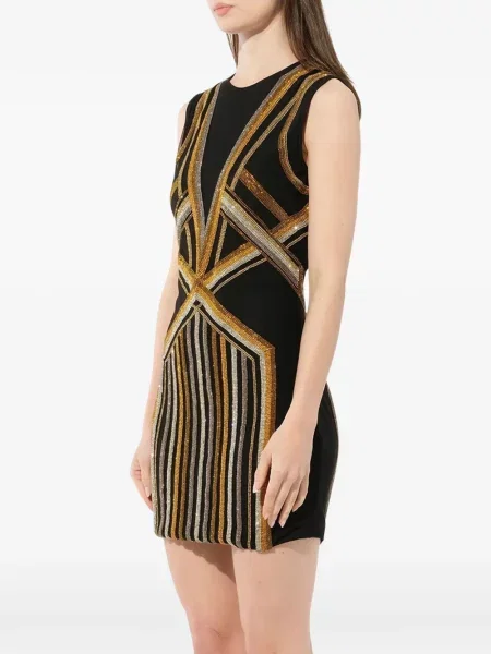 Rochie mini Balmain cu broderie negru