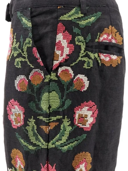 Gėlėtos kelnės Philippa 1970 juoda