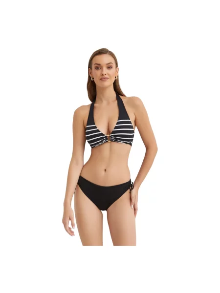 Top Ralph Lauren w paski z dekoltem halter czarny