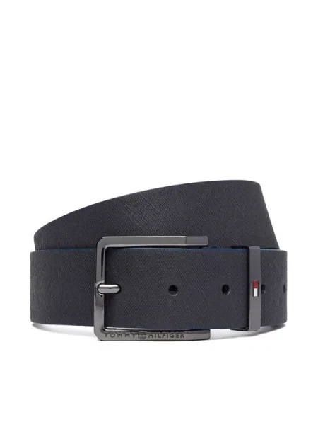 Pas Tommy Hilfiger Oliver Saffiano Mornarsko modra