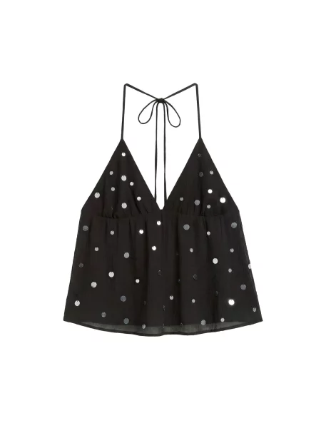 Pull&Bear Top / argintiu negru