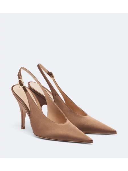 Pantofi cu toc Gianvito Rossi din satin slingback maro