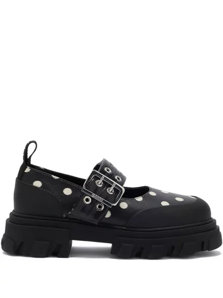 Pantofi loafer Ganni cu buline cu cataramă negru