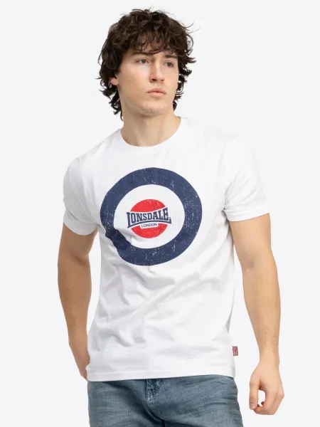 LONSDALE Majica Trevose mornarska / rdeča bela