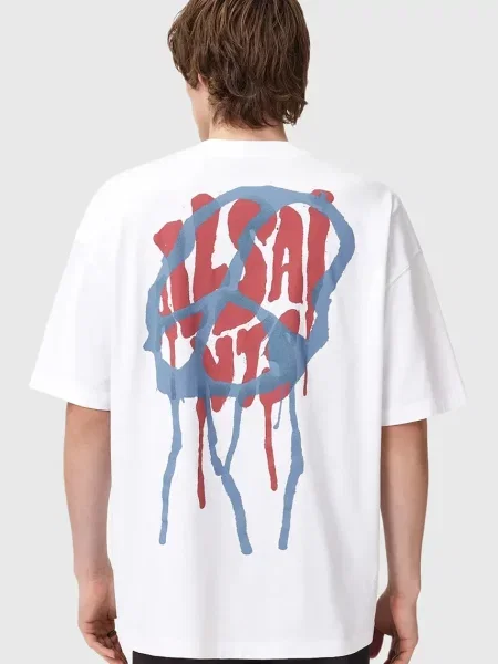 AllSaints tricou din cu imprimeu alb