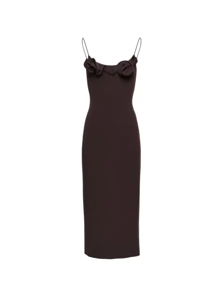 Rochie maxi Magda Butrym cu model floral cu aplicații cu bretele maro