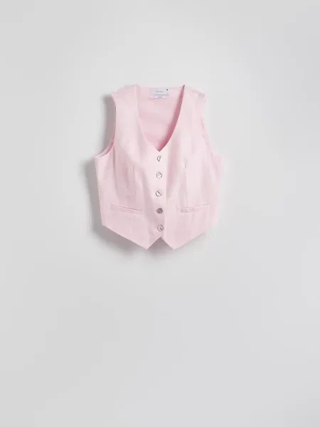 Reserved Лляна жилетка пастельний рожевий