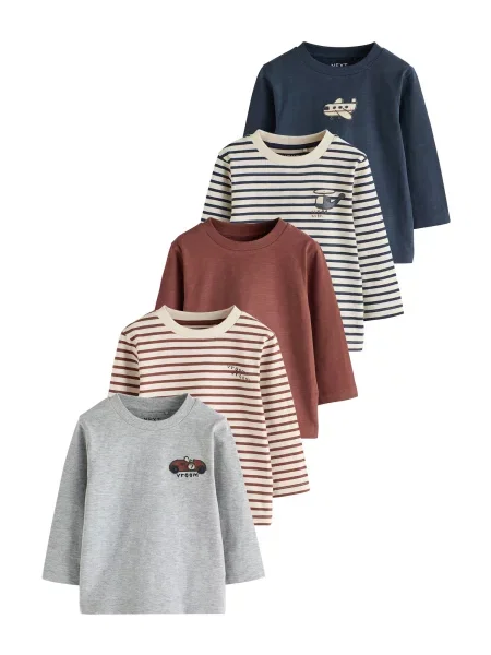 Next Tricou / bleumarin / maro / gri deschis bej