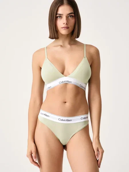 Calvin Klein Underwear trojuholníková podprsenka s bavlnou zelená