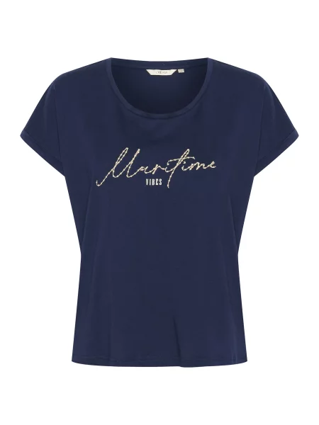 Cream Tricou CRTinea / albastru marin bej