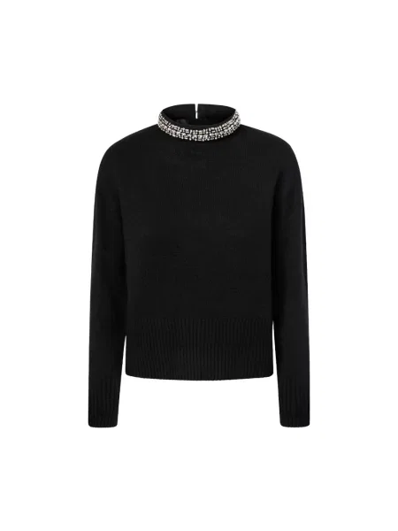 Sweter Pinko z dekoltem w serek czarny