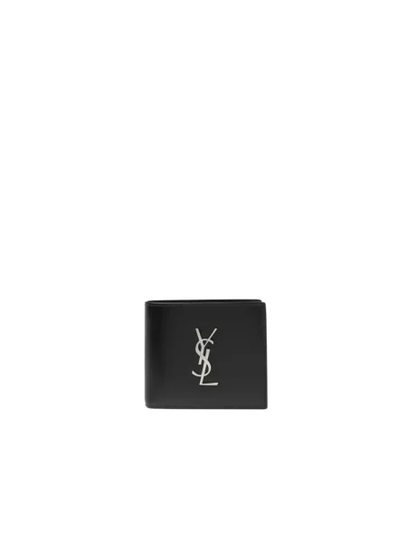 Portfel Saint Laurent skórzany z logo czarny